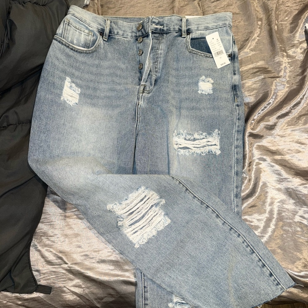 PacSun Distressed Light Blue Straight Leg Jeans